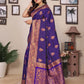 Joban Fashion Banarasi Navy Blue Woven Soft Silk Saree | Swadesiicart