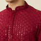 Manyavar Floral Chikankari Embroidered Kurta With Pyjamas | Swadesiicart