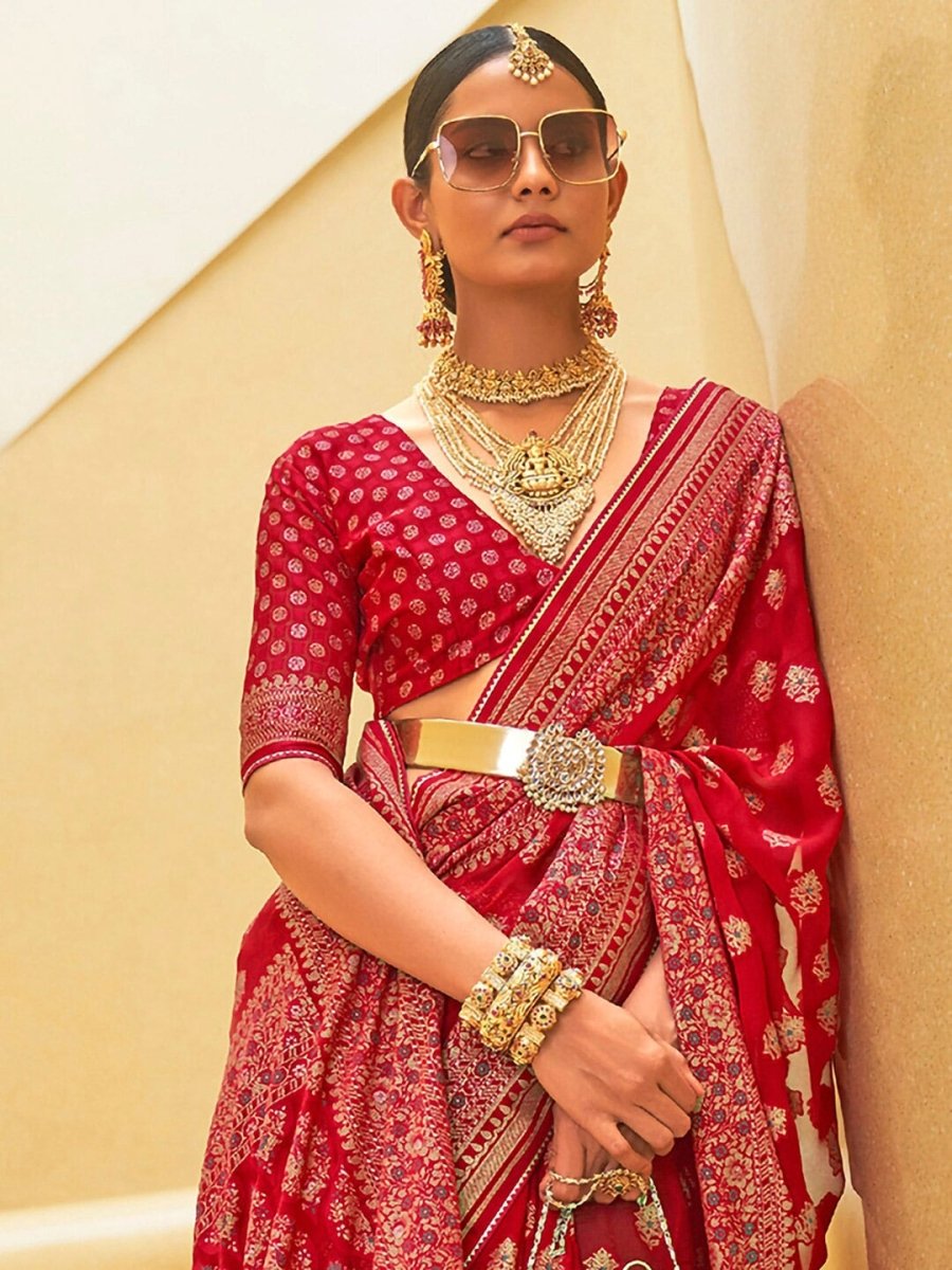 Anouk Woven Design Zari Organza Banarasi Saree | Swadesiicart