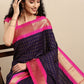 Anouk Navy Blue & Fuchsia Woven Design Pure Silk Banarasi Saree | Swadesiicart