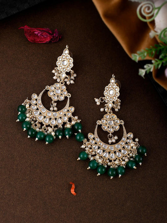 Shoshaa Green Contemporary Chandbalis Earrings | Swadesiicart