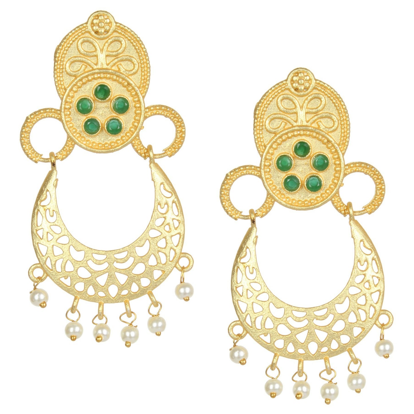 Joban Fashion Women Matte Gold Brass Earrings | Swadesiicart