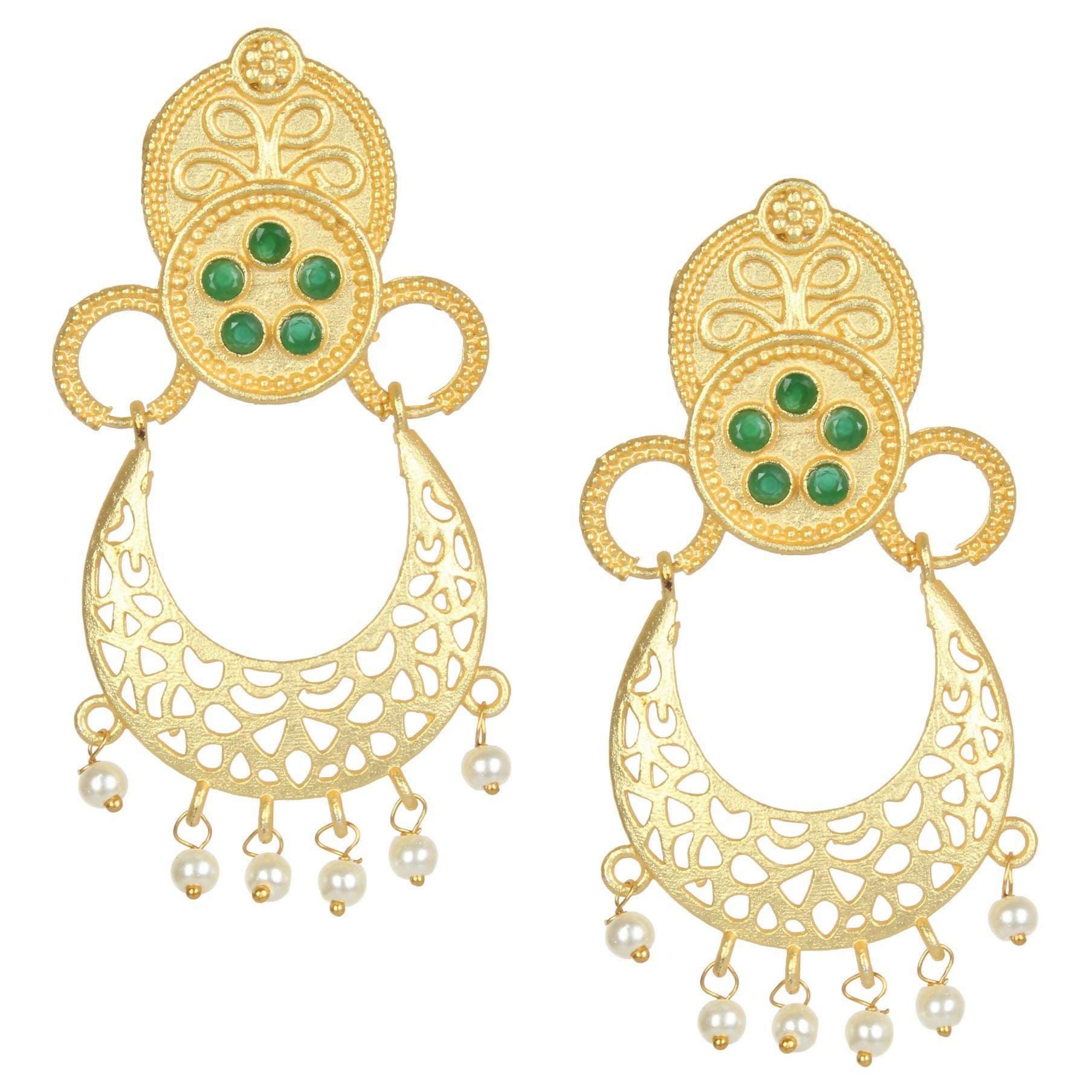 Joban Fashion Women Matte Gold Brass Earrings | Swadesiicart