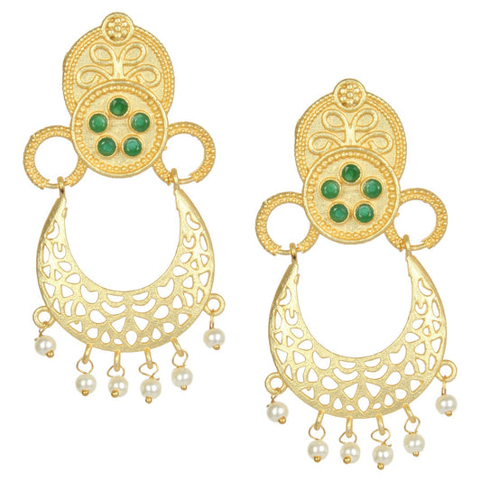 Joban Fashion Women Matte Gold Brass Earrings | Swadesiicart