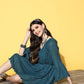InWeave Teal Lurex Dress With Lace - Swadesiicart