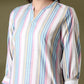 Anouk White Striped Mandarin Collar Pure Cotton Straight Kurta - Swadesiicart