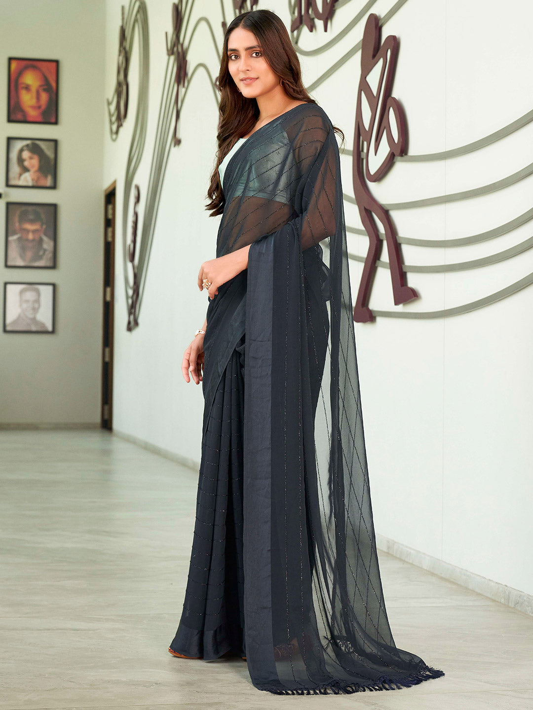 Tikhi Imli Georgette Ready to Wear Saree | Swadesiicart