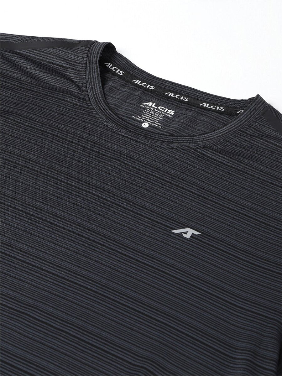 Alcis Striped Slim Fit Anti-Static T-Shirt | Swadesiicart