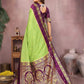 Aastha Fashion Parrot Green Kalamkari Silk Zari Woven Saree