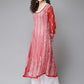 ADA Women Red & White Ethnic Motifs Embroidered Chikankari Georgette Kurta | Swadesiicart