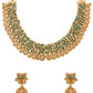Aadita Gold-Polished Green Pearls Beaded Choker Jewellery Set | Swadesiicart