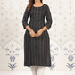 Ode by House of Pataudi Striped Round Neck Straight Cotton Kurta - Swadesiicart