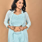 Morchari Women Hand Embroidery Crop Top-Sky - Swadesiicart