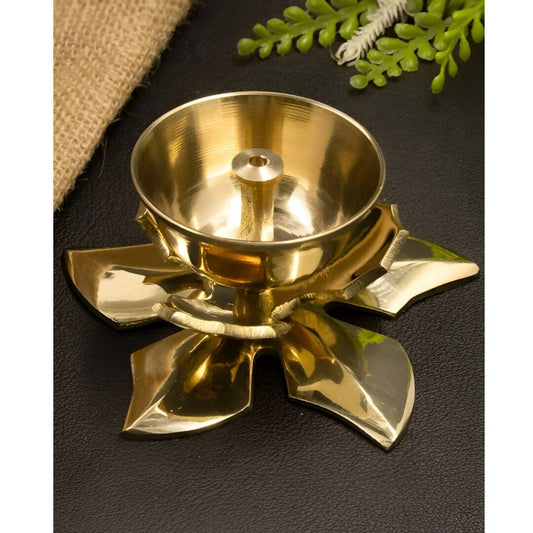 Spillbox Gold Toned Kamal Jyothi Diya Pooja Essentials | Swadesiicart