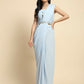 Blue Chiffon Solid Ready to wear Saree with stitched Blouse - Aayan | Swadesiicart