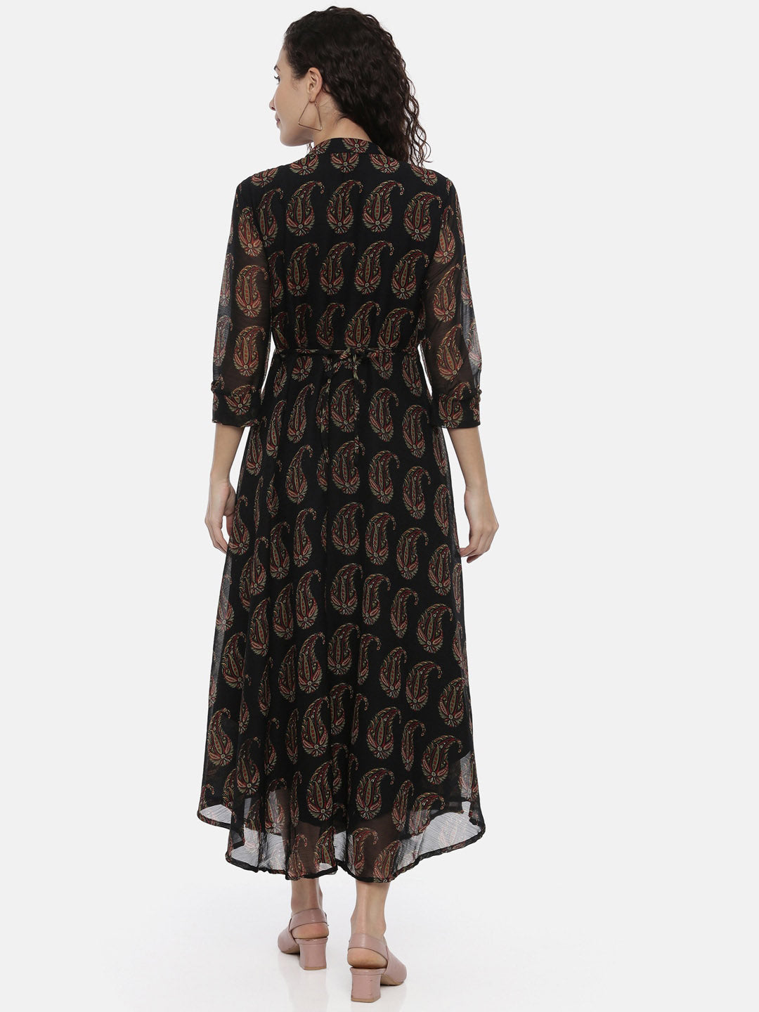 Souchii Women Black Printed A-Line Dress - Swadesiicart