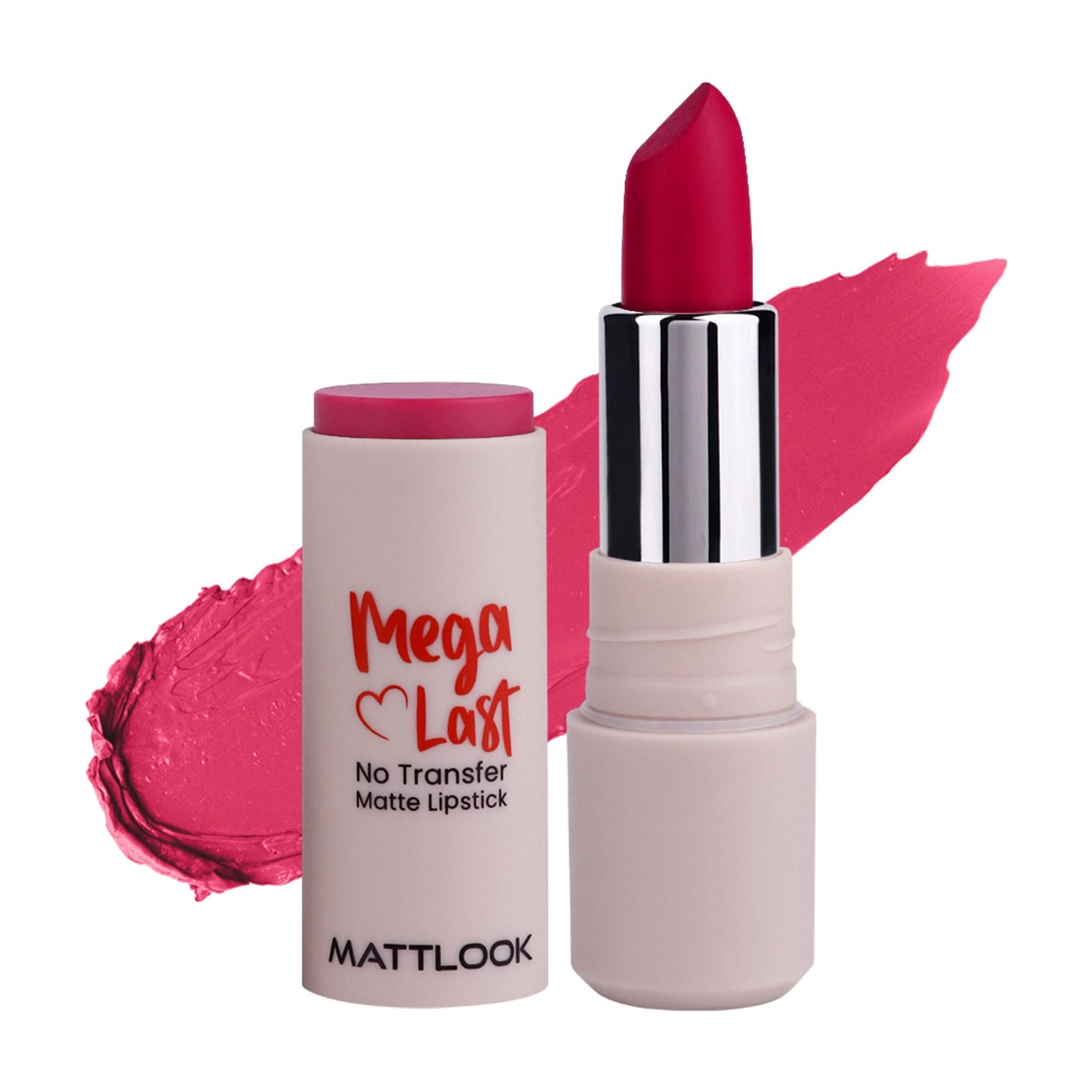 Matt Look Mega Last No Transfer Matte Lipstick - Poppy Magenta - Swadesiicart