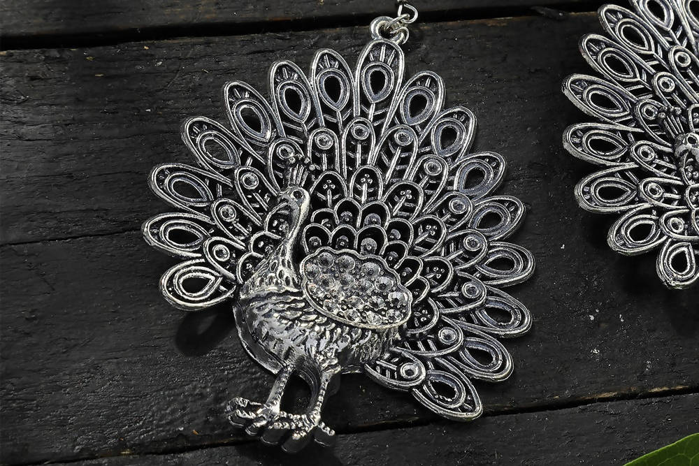 Mominos Fashion Johar Kamal Oxidised Peacock Design Earrings - Swadesiicart