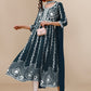 HERE&NOW Teal & White Ethnic Motifs Embroidered Chikankari Kurta & Dupatta | Swadesiicart