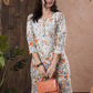 ADA Floral Printed Round Neck Regular Lucknowi Chikankari Kurta with Trousers | Swadesiicart