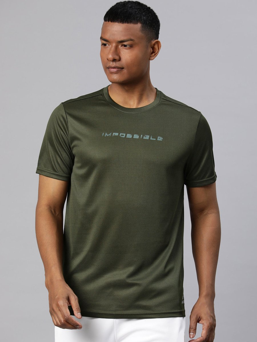 Alcis Men Typography Printed Dry Tech Slim Fit Sports T-shirt | Swadesiicart