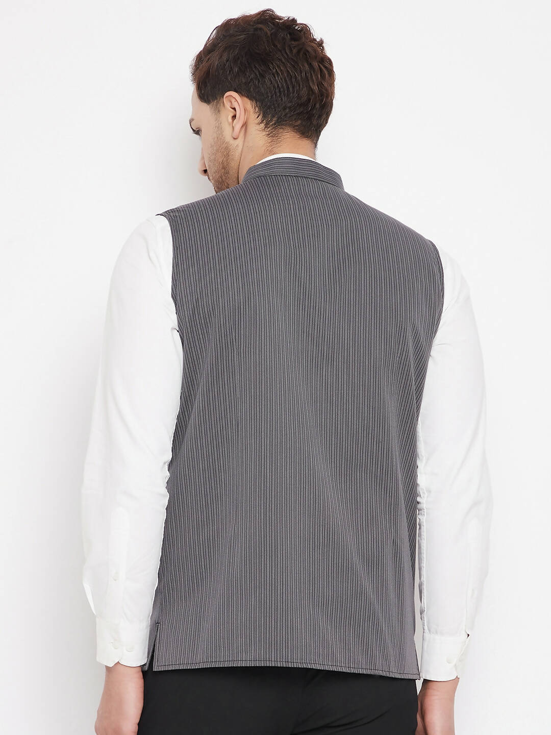 Even Apparels Grey Merino Men Woven Nehru Jacket BF708 | Swadesiicart