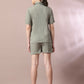 Myshka Women's Grey Solid Shirt Collar Party Shirt With Shorts Co-ord set - Swadesiicart