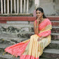 Vishnu Weaves Women's Gajri Handloom Raw Silk Woven Saree with Blouse - Swadesiicart