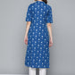 HERE&NOW Women Blue & White Ethnic Motifs Printed Kurta - Swadesiicart