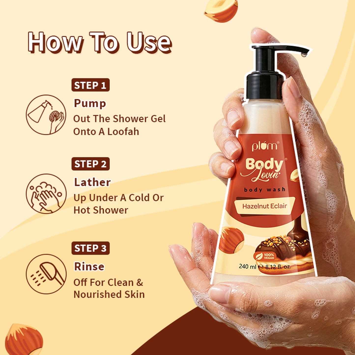 Plum BodyLovin' Hazelnut Eclair Body Wash - Swadesiicart
