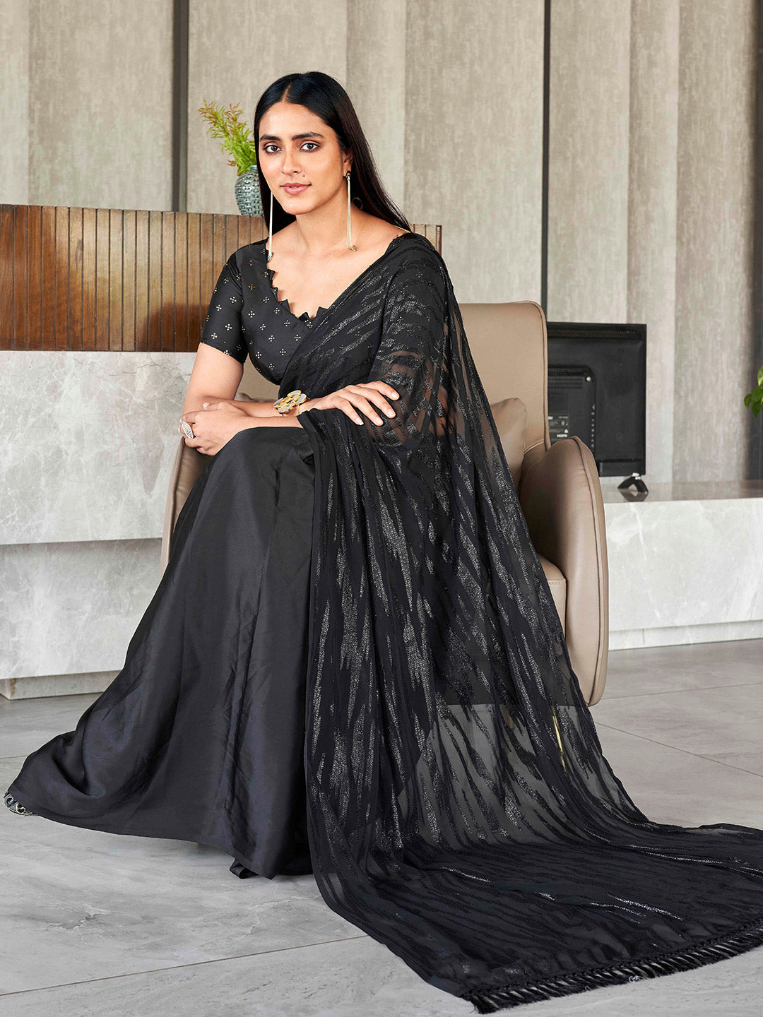 Tikhi Imli Woven Design Satin Ready to Wear Saree | Swadesiicart