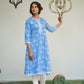 Blue Cotton Paisley Printed A line Kurta - Prasuti