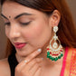 Shoshaa Green Contemporary Kundan Chandbalis Earrings | Swadesiicart