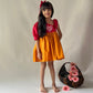 ArthLife Raspberry Pink And Orange Partywear Dress