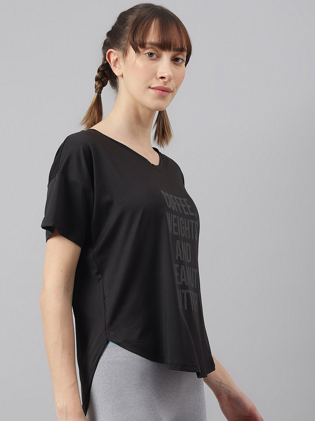 MKH Women Typography Printed Drop-Shoulder Sleeves Dri-FIT Sports T-shirt - Swadesiicart