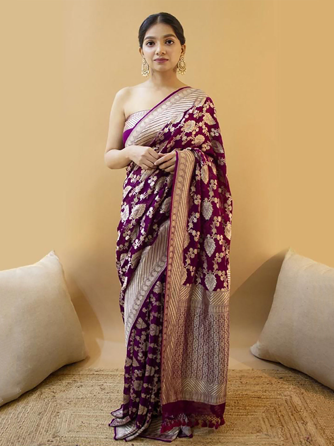 Kalini Ethnic Motifs Woven Design Banarasi Silk Kanjeevaram Saree | Swadesiicart