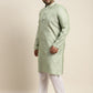 Sojanya Plus Men Green Jacquard Self Design Kurta with Pyjamas | Swadesiicart