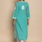 HOUSE OF KARI Floral Embroidered Chikankari Cotton A-Line Kurta | Swadesiicart