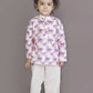 Breathables Kids Boys & Girls Cotton Night Suit – Purple Dinosaur Print Kurta & Pyjama Co-Ord Set
