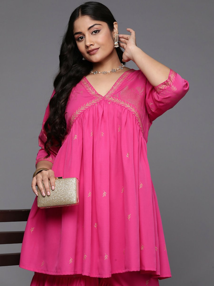 Ahalyaa Women's Traditional Wear Co-ords - Pink - Swadesiicart