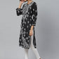 ADA Women Black & White Chikankari Embroidered Straight Sustainable Handloom Kurta | Swadesiicart