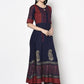 Aniyah Rayon Navy Blue Color Block Print Anarkali kurta (AN-177K)
