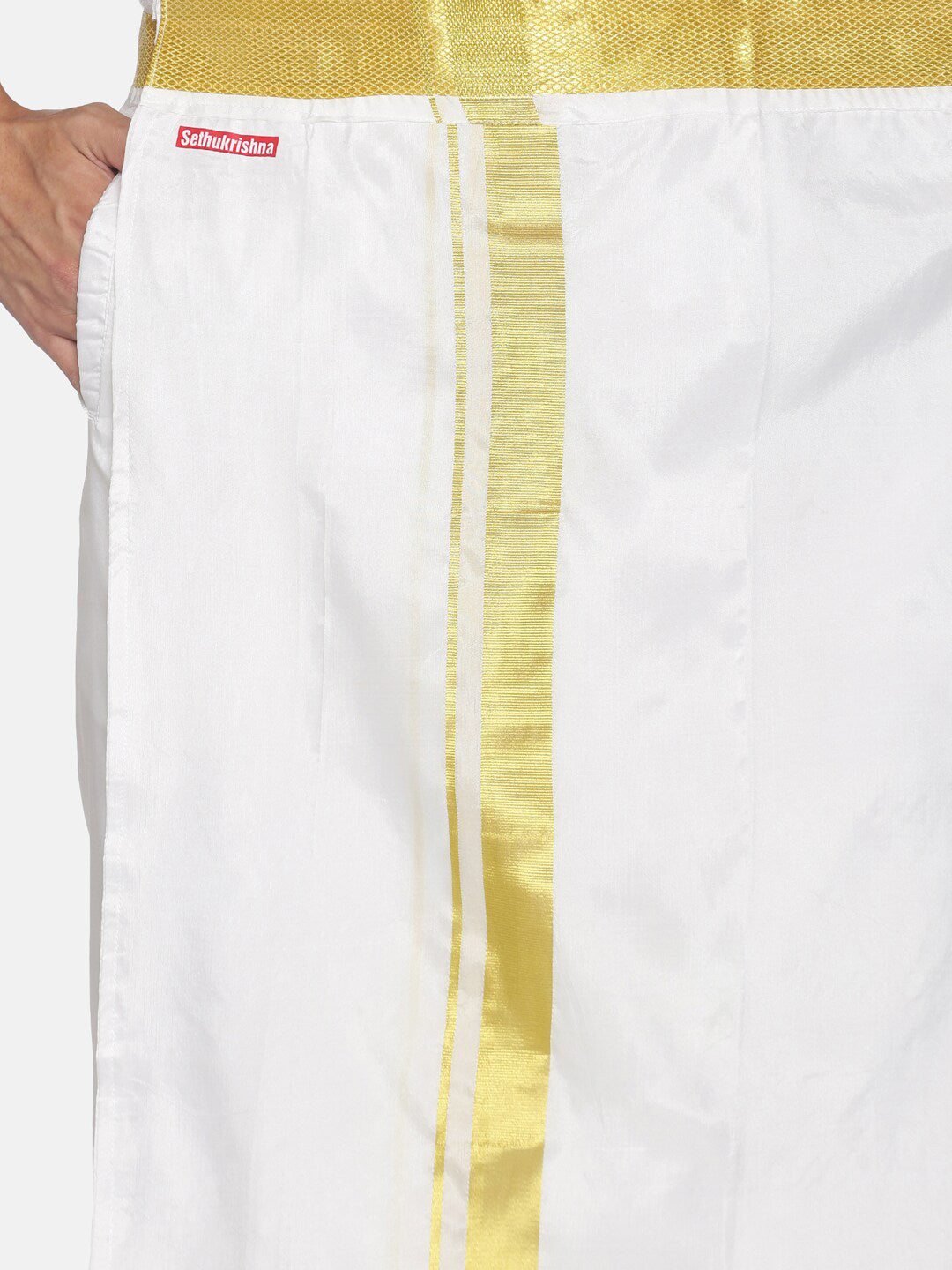 Sethukrishna Men White Solid Readymade Dhoti | Swadesiicart