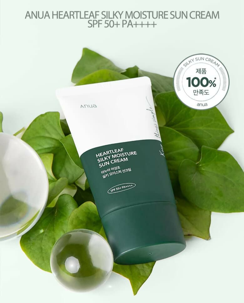 Anua Hearleaf Silky Moisture Suncream - Korean Skincare | Swadesiicart