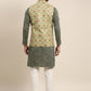 Sojanya Men Green Ethnic Motifs Kurta with Pyjama & Nehru Jacket | Swadesiicart