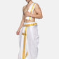 Sethukrishna Men White & Gold-Toned Solid Ready Made Dhoti Pants | Swadesiicart
