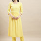 Sangria Yellow Ethnic Motifs Embroidered Chikankari A-Line Kurta | Swadesiicart