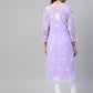 ADA Women Lavender & White Chikankari Embroidered Kurta with Trousers & Inner | Swadesiicart