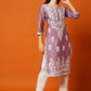 Kalini Floral Embroidered Cotton Straight Kurta - Swadesiicart