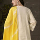 Anouk Embroidered Pleated Chikankari Pure Cotton A-Line Kurta With Trousers & Dupatta | Swadesiicart